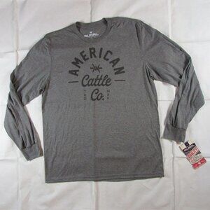 Rural Cloth Unisex Adult XL Long Sleeve American Cattle Co T-Shirt Grey